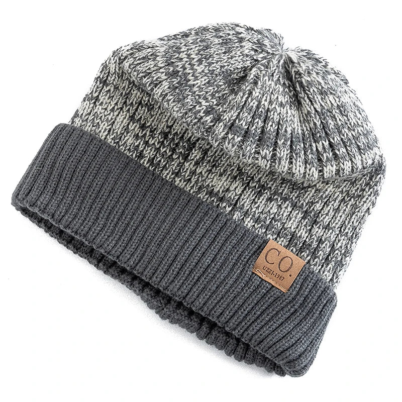 BEANIE - New Unisex Two-Tone Fur Lined Casual Knitted winter Hat