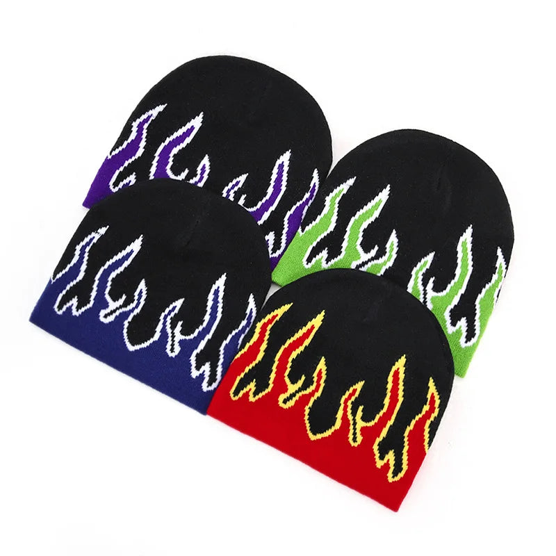 BEANIE (Graphic)- Hip Hop Fire Knitted Beanies unisex good for cold weather