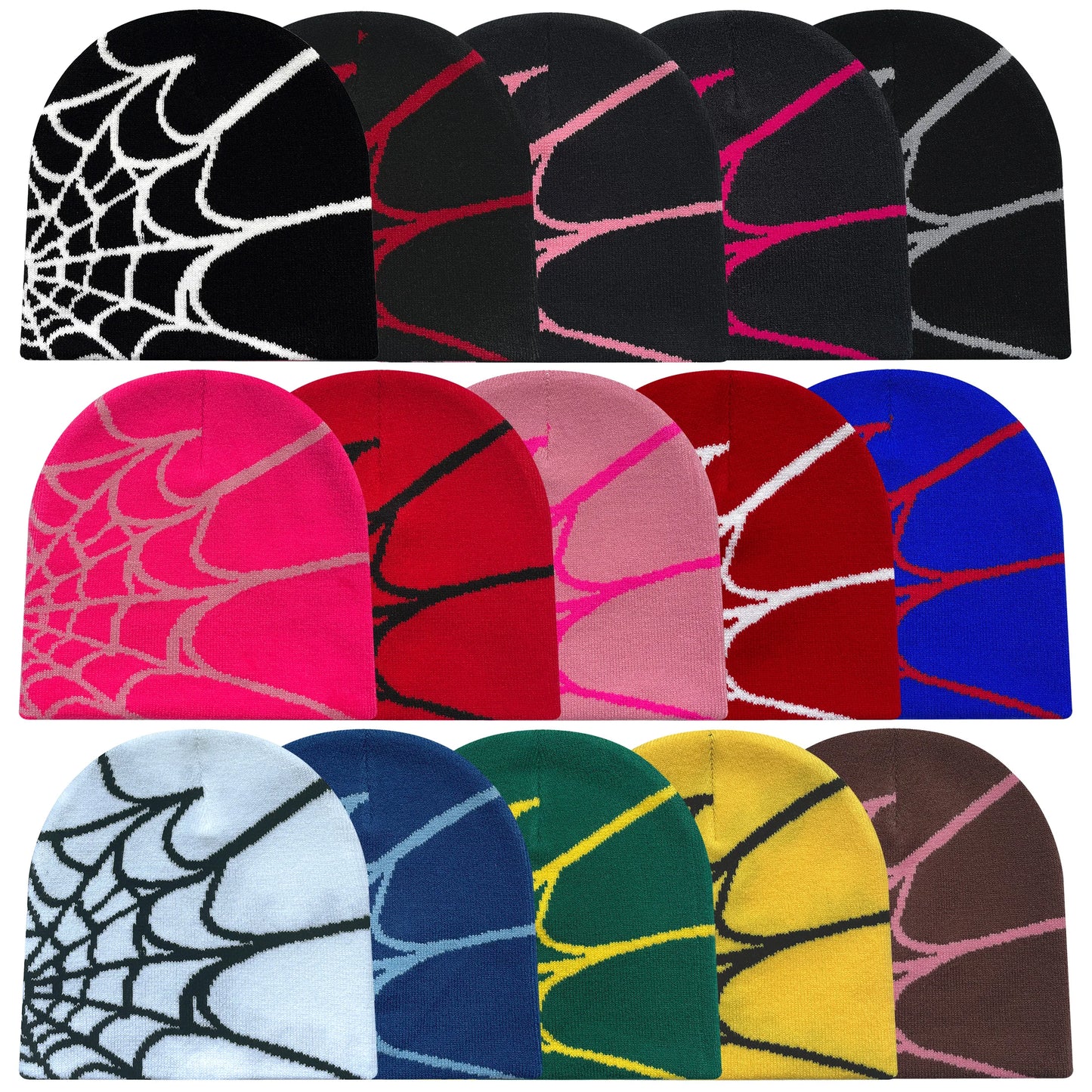 BEANIE (Graphic) - Warm multicolor winter spider web beanie