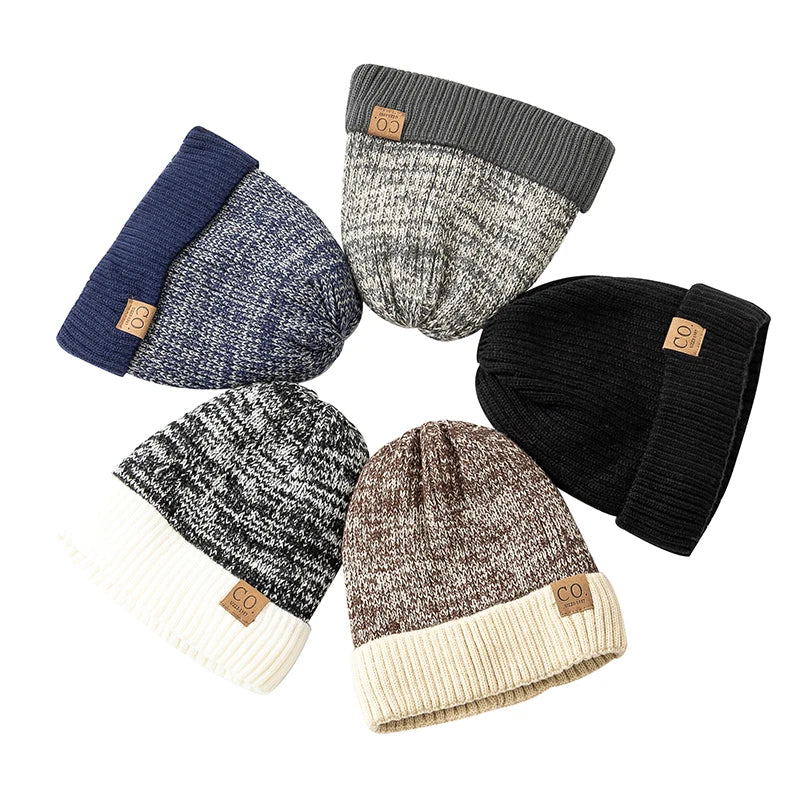 BEANIE - New Unisex Two-Tone Fur Lined Casual Knitted winter Hat