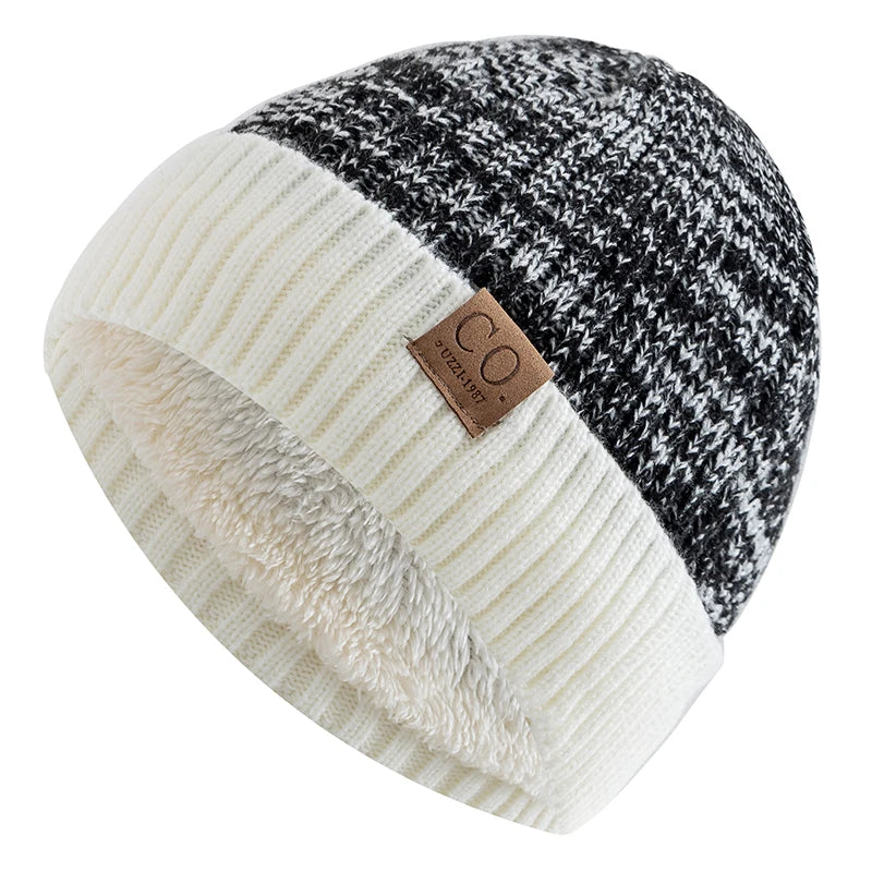 BEANIE - New Unisex Two-Tone Fur Lined Casual Knitted winter Hat