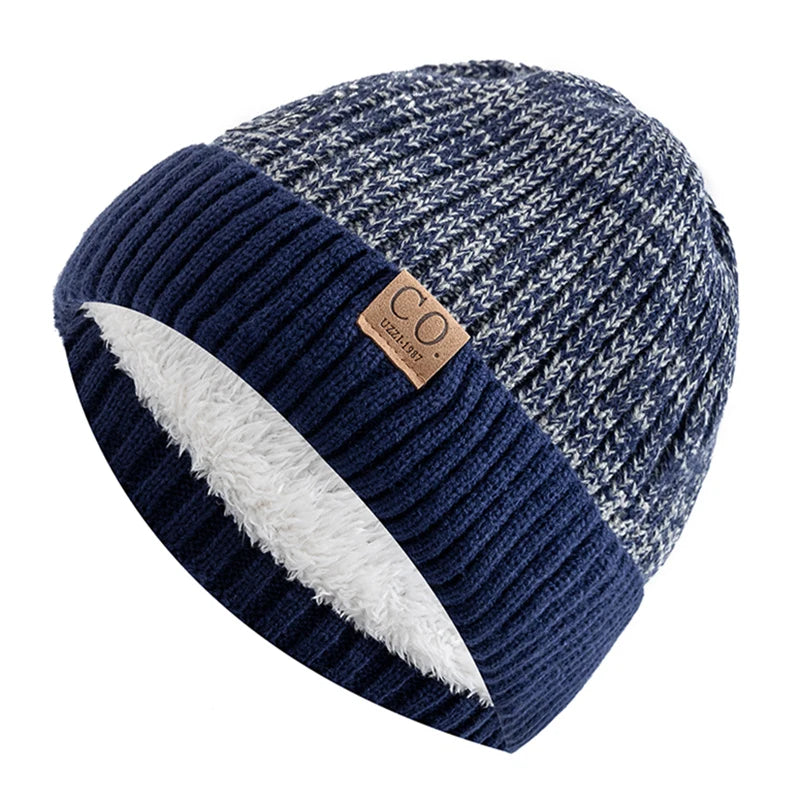 BEANIE - New Unisex Two-Tone Fur Lined Casual Knitted winter Hat