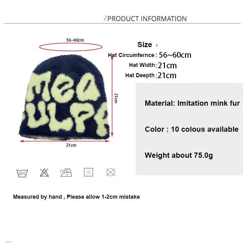 BEANIE (Graphic) - Mea Culpa Y2k Warm Fashion Cap for Women