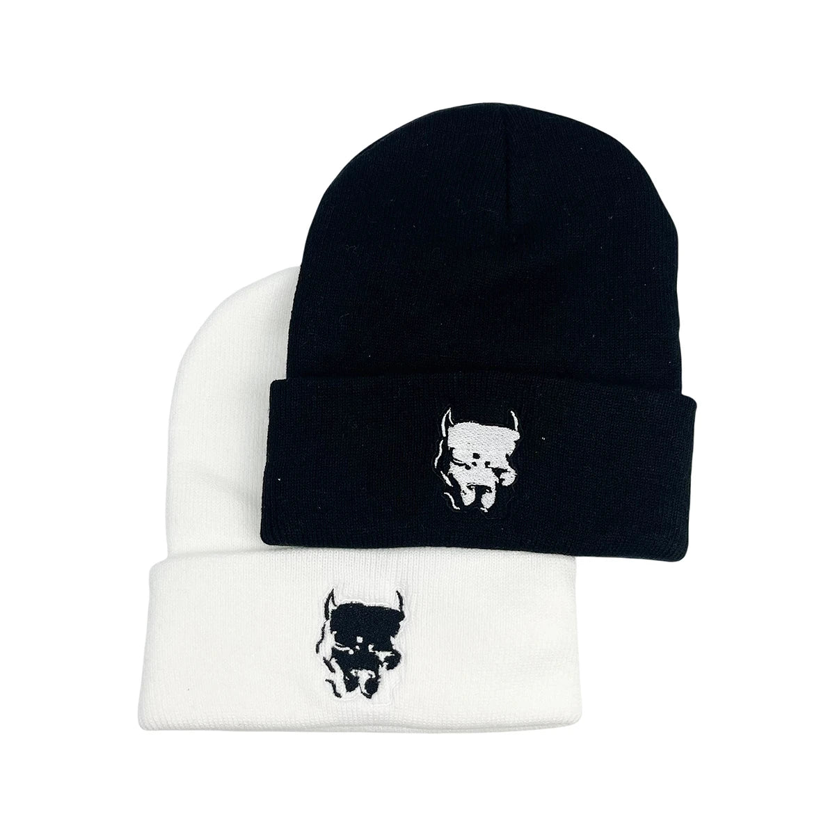 BEANIE (Graphic) - Embroidery bulldog Elasticity Beanies Fashion Knitted comfortable Pullover Hat