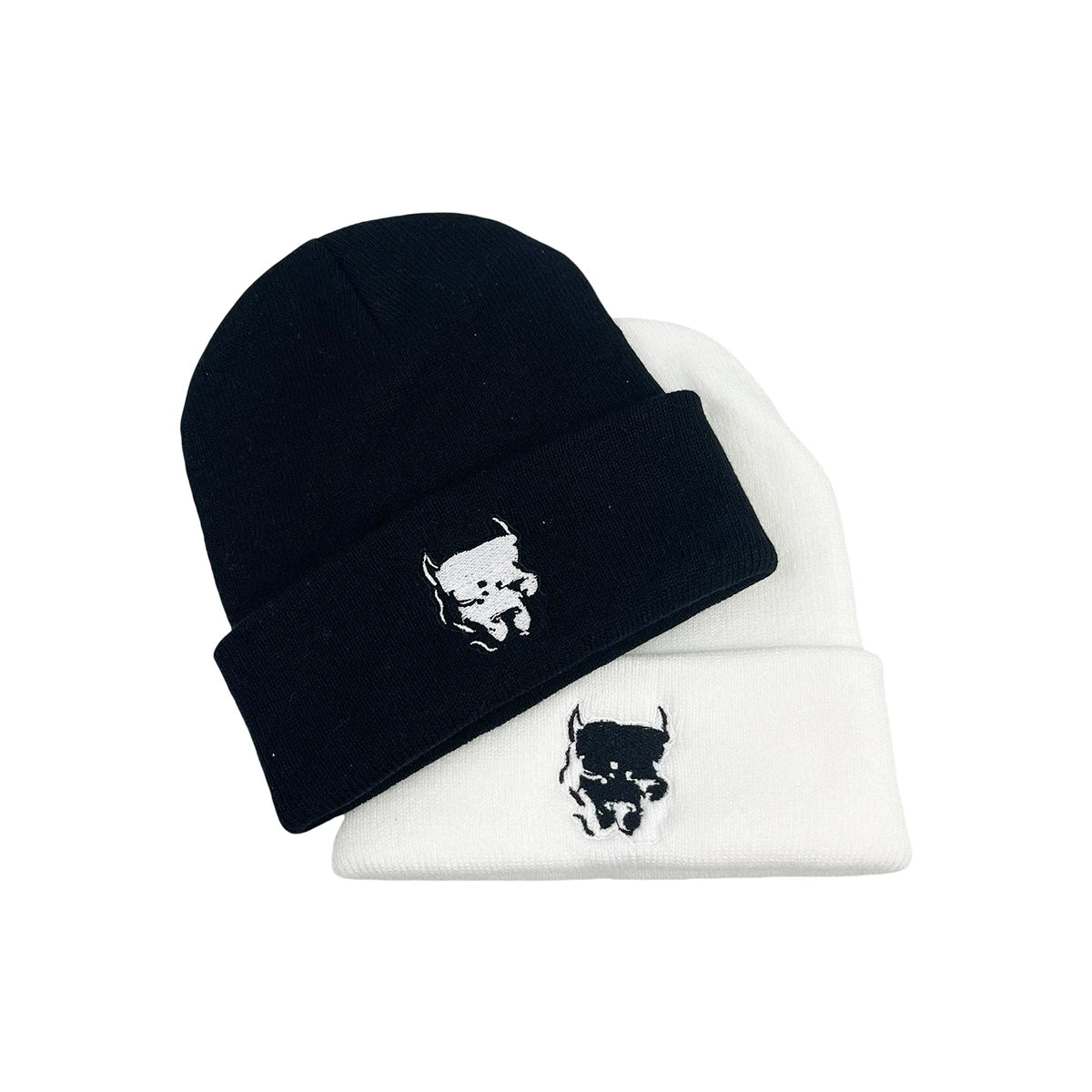 BEANIE (Graphic) - Embroidery bulldog Elasticity Beanies Fashion Knitted comfortable Pullover Hat