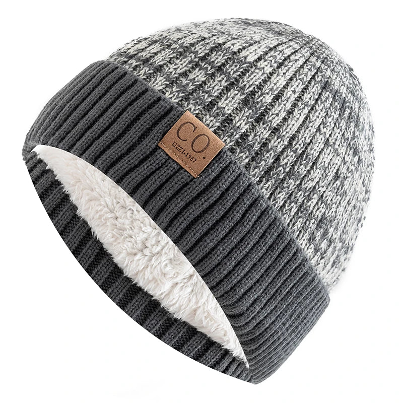 BEANIE - New Unisex Two-Tone Fur Lined Casual Knitted winter Hat