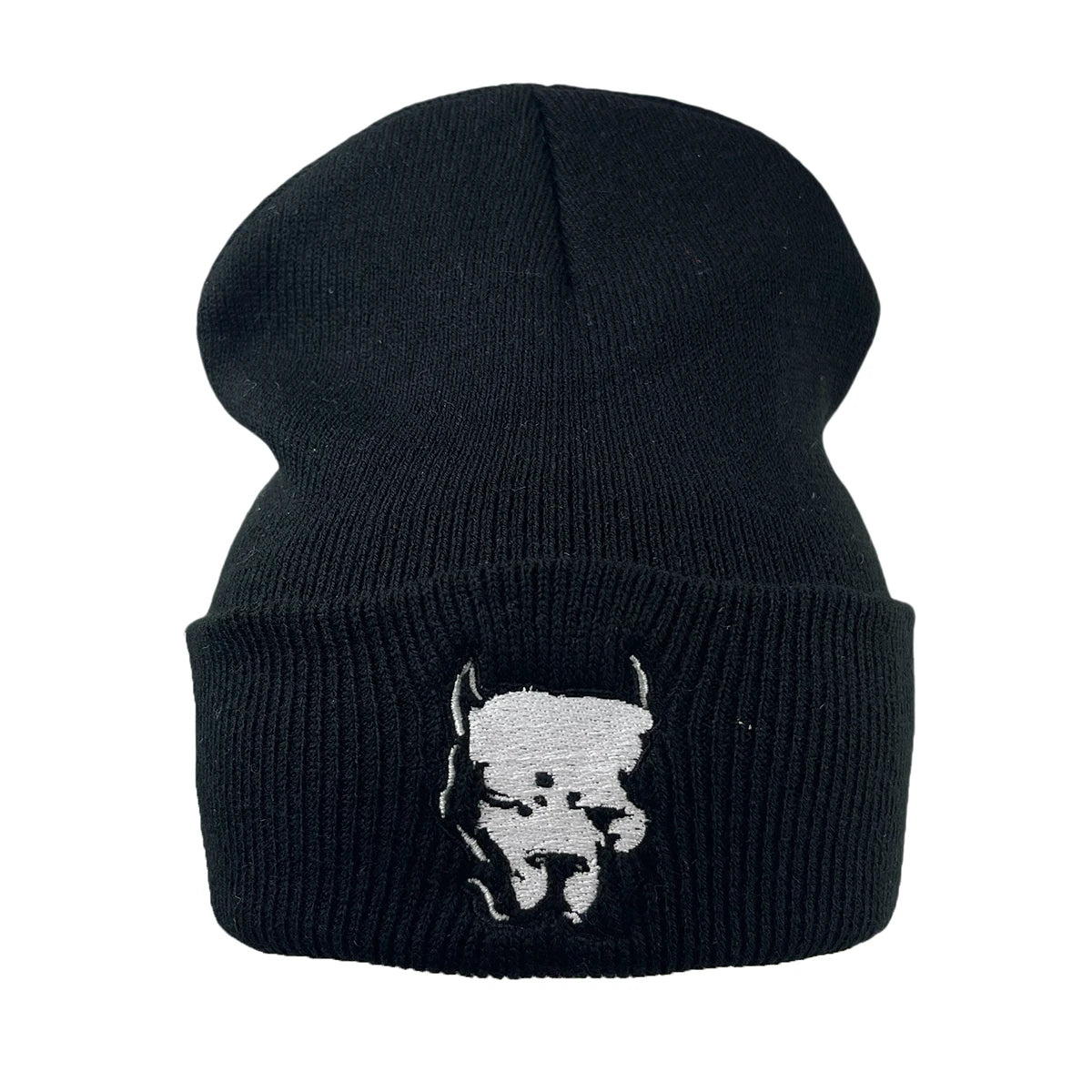 BEANIE (Graphic) - Embroidery bulldog Elasticity Beanies Fashion Knitted comfortable Pullover Hat