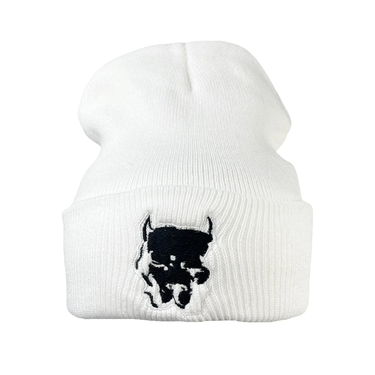 BEANIE (Graphic) - Embroidery bulldog Elasticity Beanies Fashion Knitted comfortable Pullover Hat