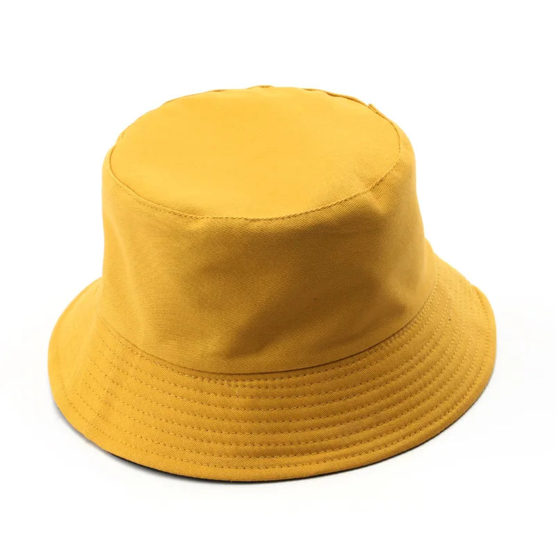 Summer New Cotton Black Solid Color Double Sided Simple Bucket hat